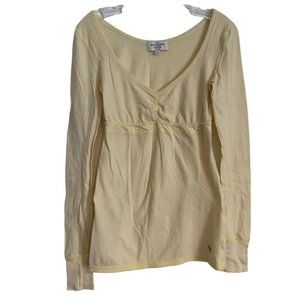 Abercrombie & Fitch Yellow Long Sleeve Babydoll/Empire Waist Shirt Size L